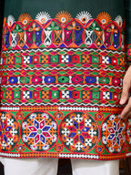 Navratri Style Green Cotton Readymade Kurta for Men
