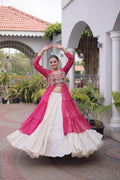 Designer Navratri Kora Cotton Frill Stitch Lehenga with Laheriya Kurti
