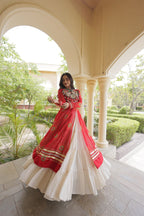 Navratri Kora Cotton Bandhani Lehenga Set | Tulip Designer
