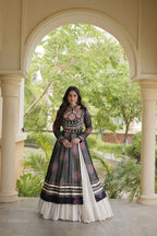 Navratri Kora Cotton Bandhani Lehenga Set | Tulip Designer
