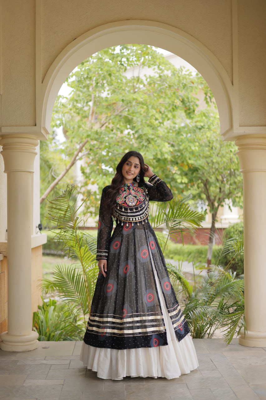 Navratri Kora Cotton Bandhani Lehenga Set | Tulip Designer
