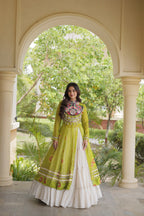 Navratri Kora Cotton Bandhani Lehenga Set | Tulip Designer
