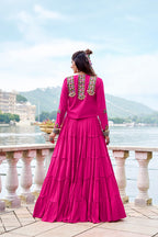 Navratri Special Gamthi Work Mirror Lehenga Set with Designer Koti
