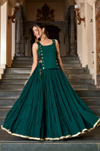 Feather Light Fabric Navratri Wear Lehenga With Designer Koti
