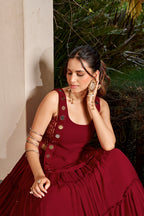 Feather Light Fabric Navratri Wear Lehenga With Designer Koti
