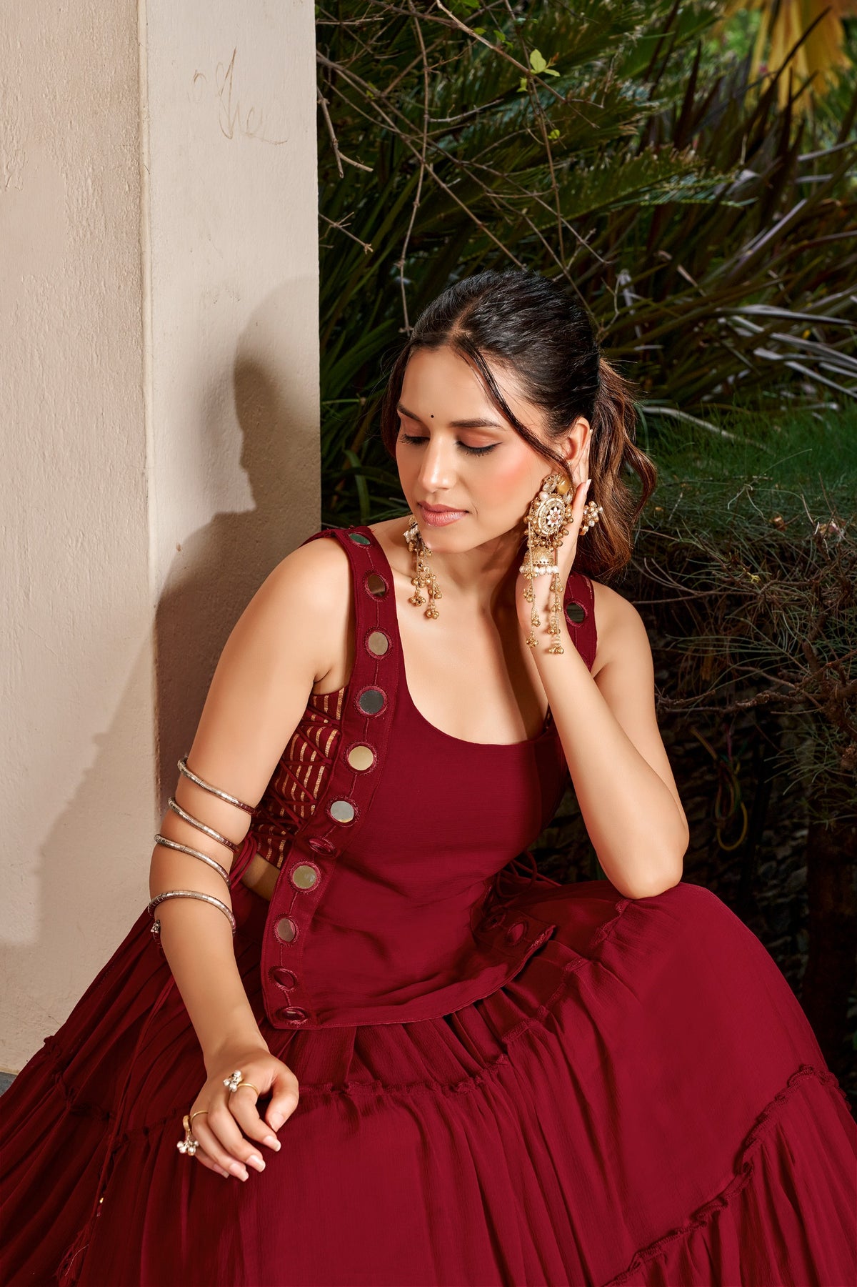 Feather Light Fabric Navratri Wear Lehenga With Designer Koti
