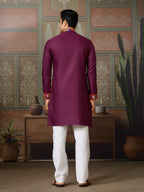 Navratri Wine Cotton Kurta for Mens with Pajama
