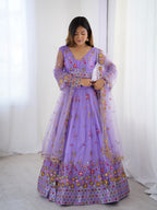 Premium Soft Net with Coding Dori with Thread & Sequence work Lehenga Choli Set
