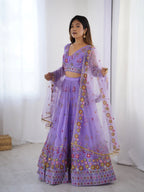 Premium Soft Net with Coding Dori with Thread & Sequence work Lehenga Choli Set
