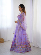 Premium Soft Net with Coding Dori with Thread & Sequence work Lehenga Choli Set
