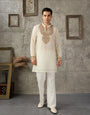 Off White Crush Kurta For Men | Tulip Designer