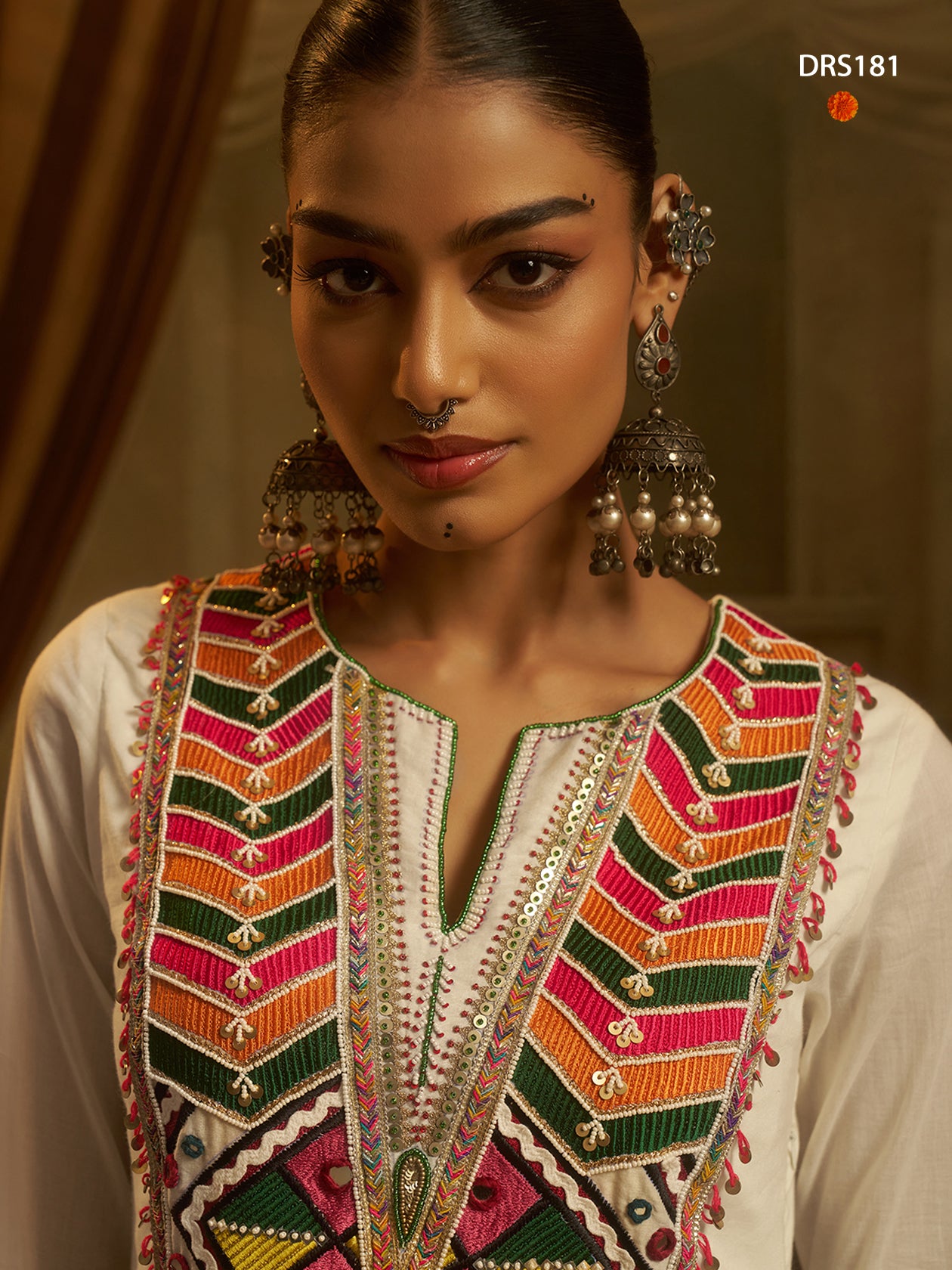 Off White Mul Cotton Gown Set | Tulip Designer
