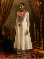 Off White Mul Cotton Gown Set | Tulip Designer
