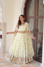 
Stunning Off White Multi Embroidered Lehenga Choli Set With Dupatta
