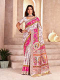 Incredible Off White Nylon Dola Pashmina Saree With Classic Blouse Piece