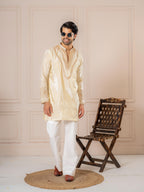 Off White Viscose Silk Embroidered Kurta Set | Tulip Designer
