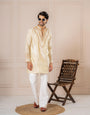 Off White Viscose Silk Embroidered Kurta Set | Tulip Designer