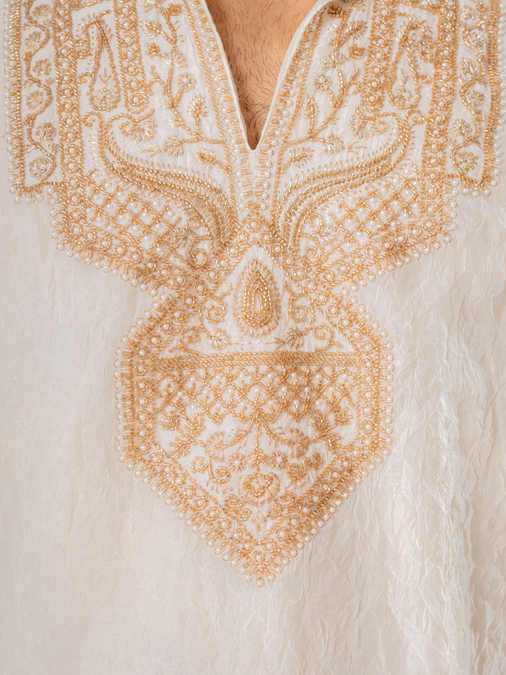 Off White Crush Kurta For Men | Tulip Designer
