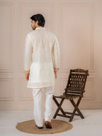 Off White Crush Kurta For Men | Tulip Designer
