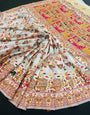 Charismatic Off White Pashmina Saree With Majestic Blouse Piece