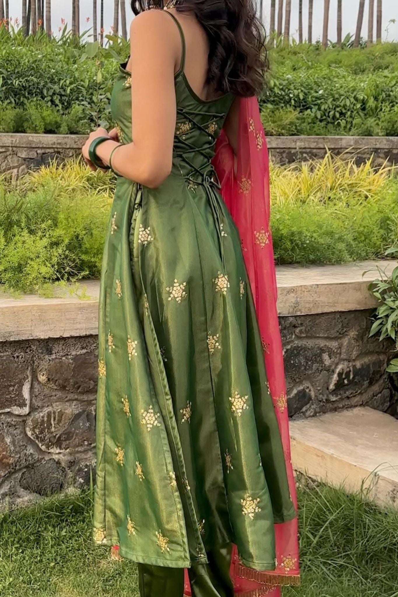 Olive Green Zari And Sequins Embellished Luxury Pant Style Suit Set