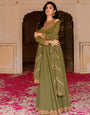 Olive Royale Embroidered Georgette Anarkali Set