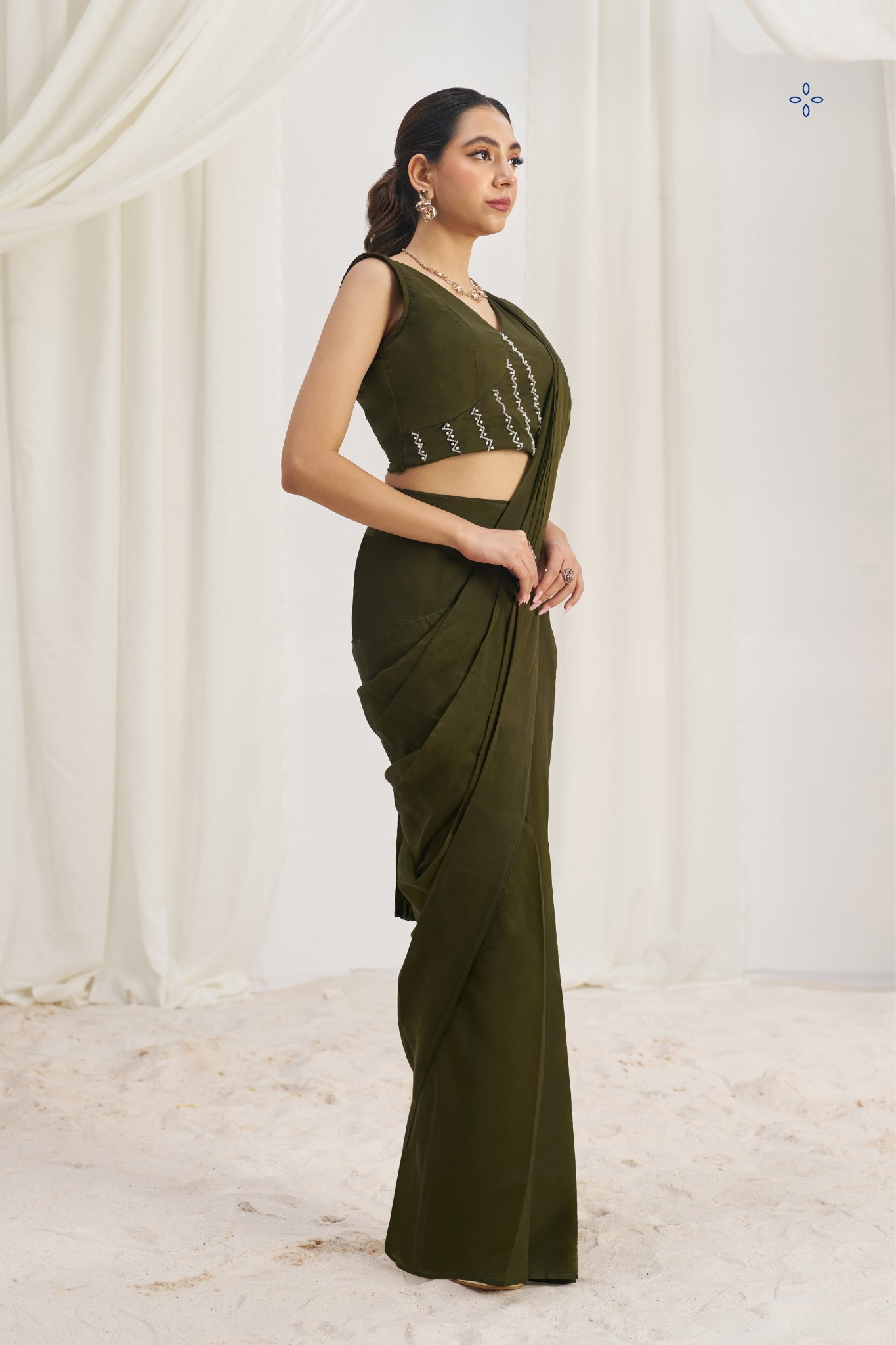 Olive Luxe Organza Couture Saree