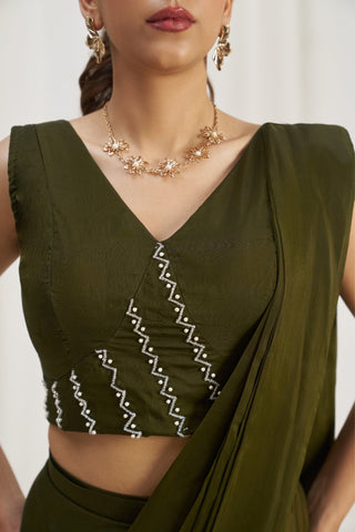 Olive Luxe Organza Couture Saree