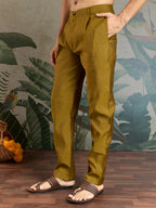 Golden Olive Open Koti Style Kurta Pajama Set for Men
