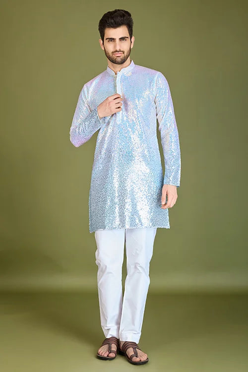 Stylish Ombre Blue Kurta for Men – Festive & Wedding men's kurta