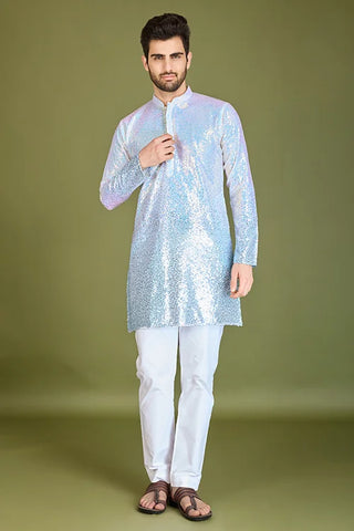 Stylish Ombre Blue Kurta for Men – Festive & Wedding men's kurta