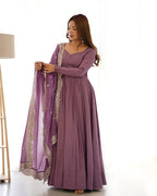 
Beautiful Pure Chanderi Silk Three Piece Onion Anarkali Suit Set