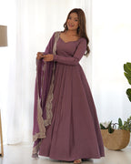 
Beautiful Pure Chanderi Silk Three Piece Onion Anarkali Suit Set
