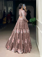 Elegant Onion Fendi Thread Embroidered Lehenga Outfit
