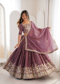 Royal Onion Shimmer Silk Thread Sequence Work Lehenga Choli Set
