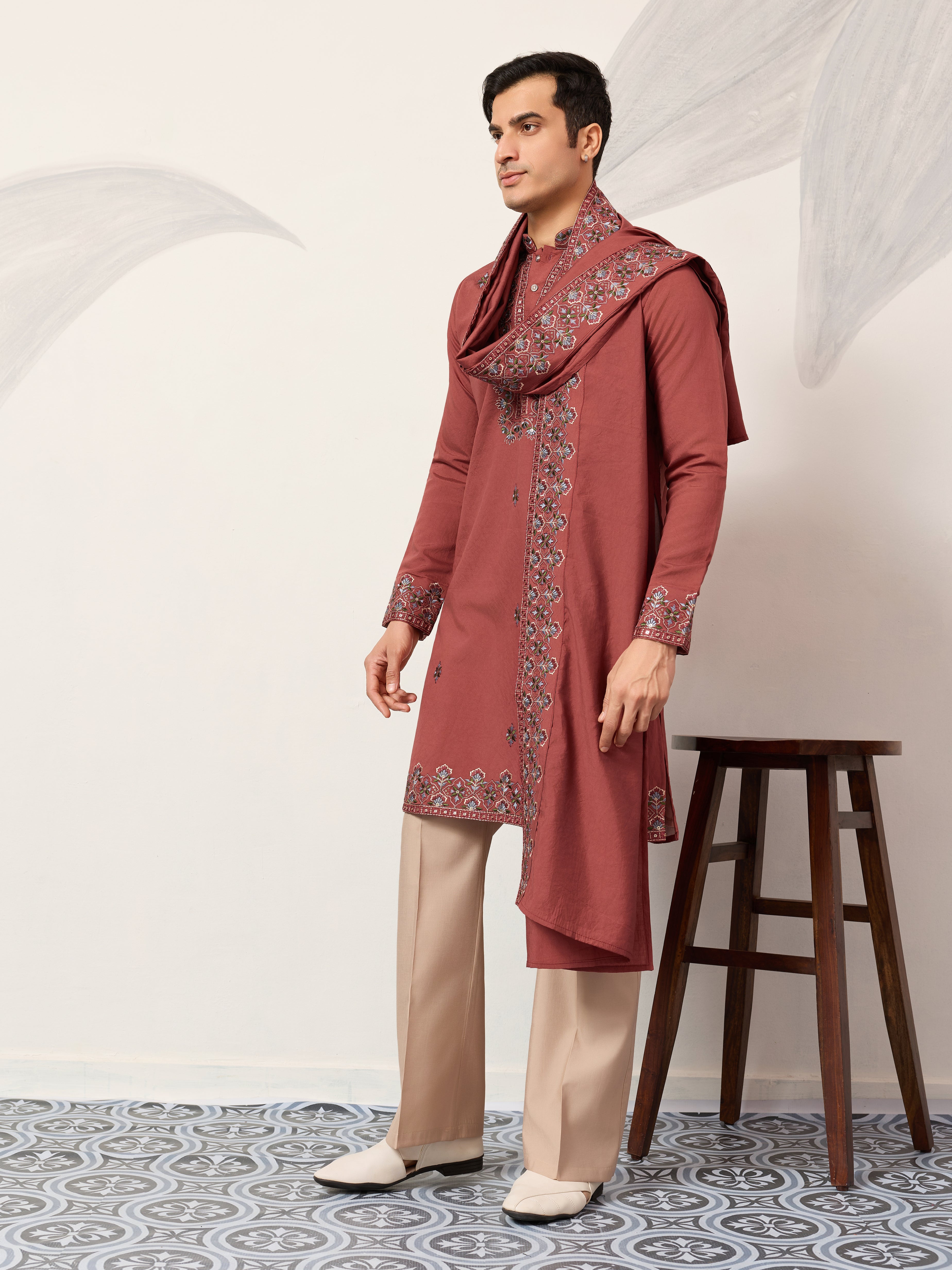 Luxury Royal Look Orange Kurta with Dupatta for Mens Collection
