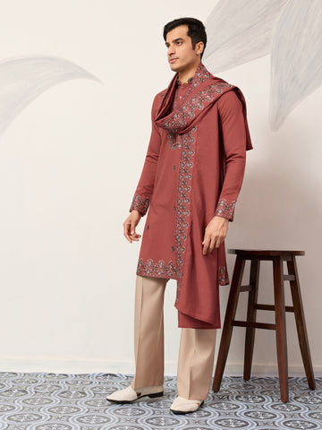 Luxury Royal Look Orange Kurta with Dupatta for Mens Collection