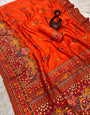 Attractive Orange Pashmina Saree With Sumptuous Blouse Piece