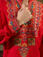 Orange Rayon Embroidery Thread Kurta Set | Tulip Designer
