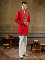 Orange Rayon Embroidery Thread Kurta Set | Tulip Designer
