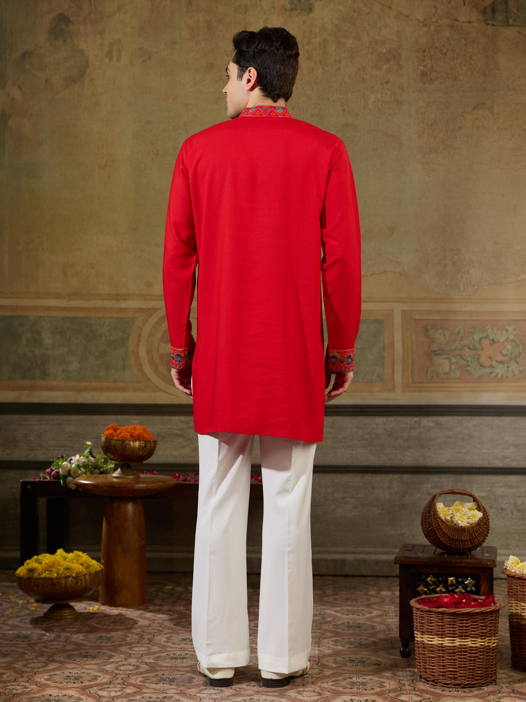 Orange Rayon Embroidery Thread Kurta Set | Tulip Designer
