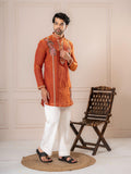 Orange Crush Tissue Embroidered Kurta Set | Tulip Designer
