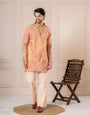 Pinkish Orange Silk Embroidered Kurta Set | Tulip Designer