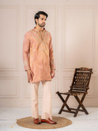 Pinkish Orange Silk Embroidered Kurta Set | Tulip Designer
