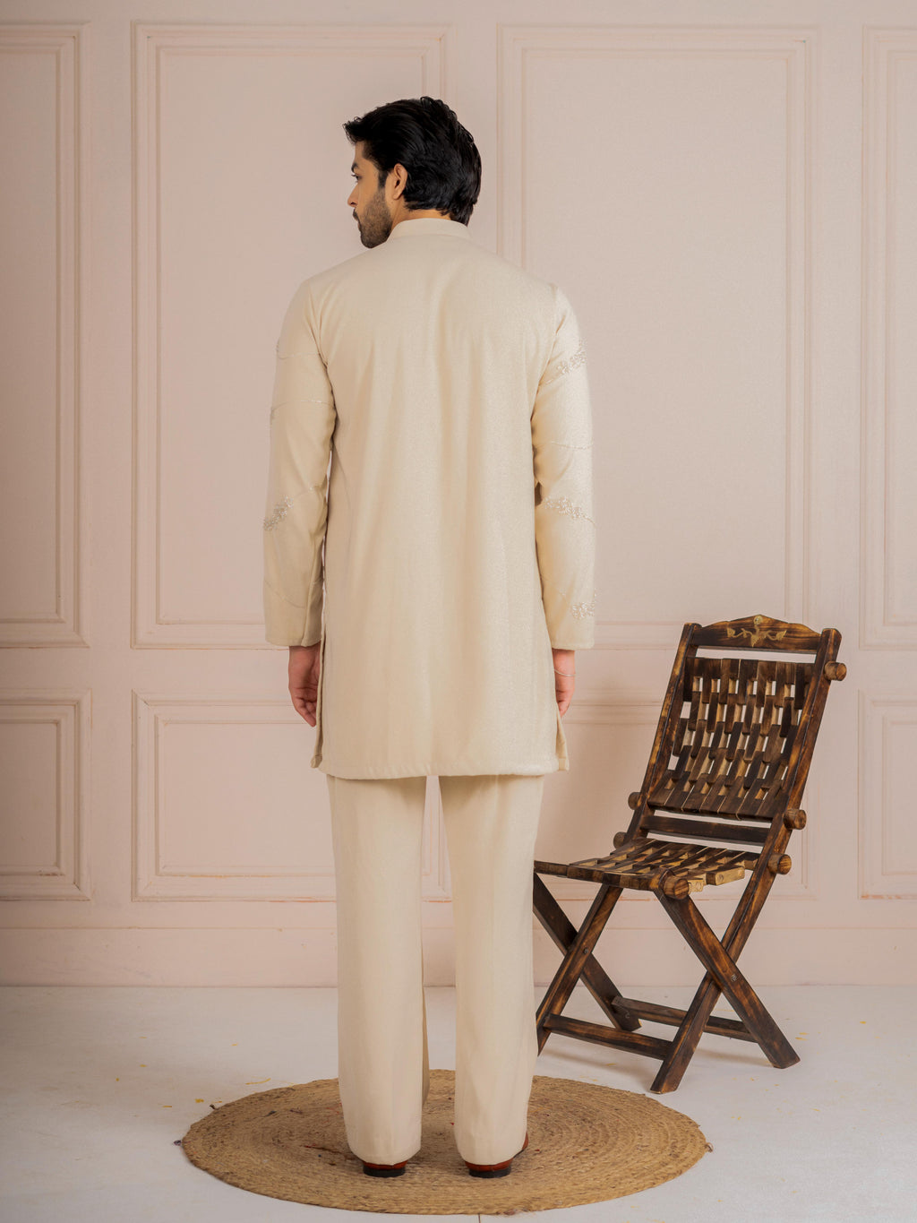 Attractive Cream Armani Beads Kurta Set | Tulip Designer