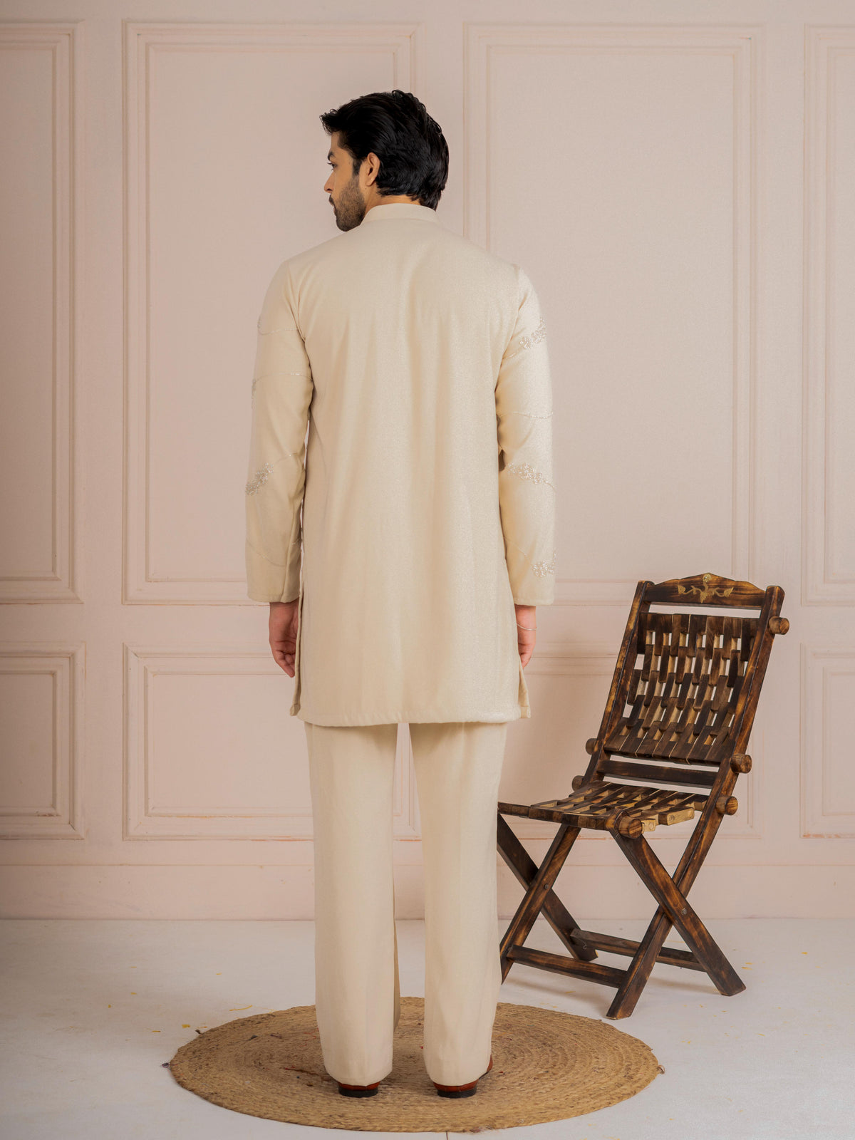 Attractive Cream Armani Beads Kurta Set | Tulip Designer