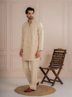 Attractive Cream Armani Beads Kurta Set | Tulip Designer