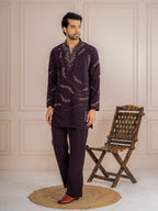 Dark Purple Armani Beads Mens Kurta Set | Tulip Designer