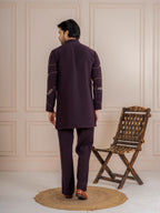 Dark Purple Armani Beads Mens Kurta Set | Tulip Designer