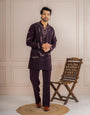 Dark Purple Armani Beads Mens Kurta Set | Tulip Designer